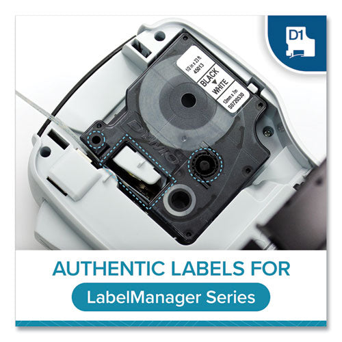 Image of DYMO® D1 Standard Labels, 0.5" x 23 ft, Black Print on White Tape, 6/Pack