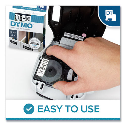 Image of DYMO® D1 Standard Labels, 0.5" x 23 ft, Black Print on White Tape, 4/Pack