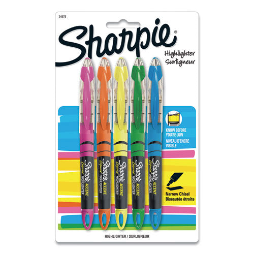 Image of Sharpie® Liquid Pen Style Highlighters, Assorted Ink Colors, Chisel Tip, Assorted Barrel Colors, 5/set