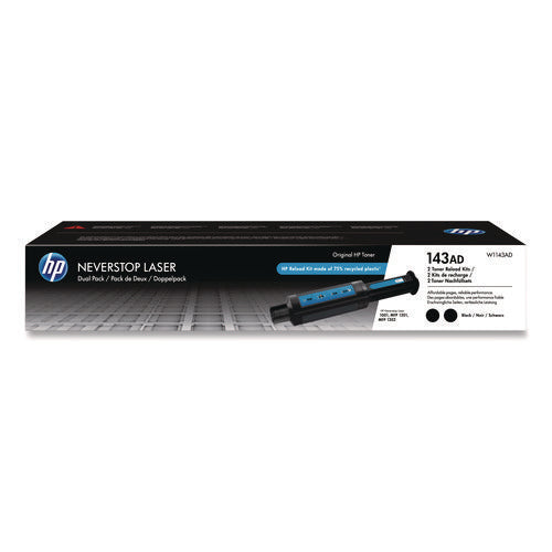 Image of HP HP 143a, (w1143a-D) 2-Pack Black Original Laserjet Toner Cartridges