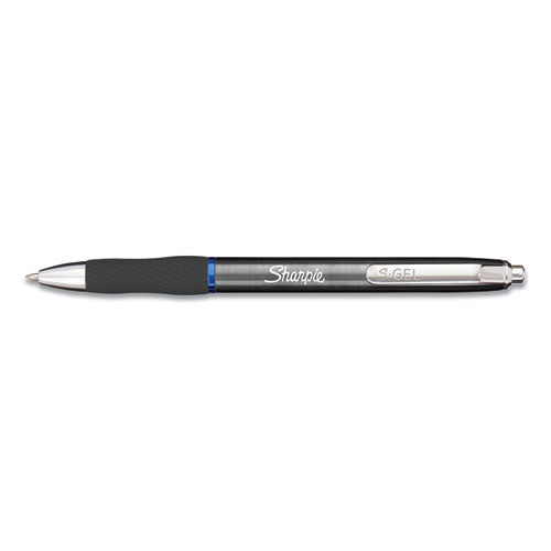 Image of Sharpie® S-Gel S-Gel Premium Metal Barrel Gel Pen, Retractable, Medium 0.7 Mm, Blue Ink, Gun Metal Gray Barrel, Dozen