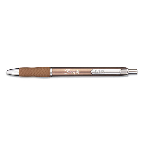 Image of Sharpie® S-Gel S-Gel Premium Metal Barrel Gel Pen, Retractable, Medium 0.7 Mm, Black Ink, Champagne Barrel, Dozen