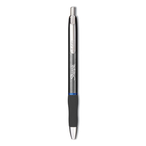 Image of Sharpie® S-Gel S-Gel Premium Metal Barrel Gel Pen, Retractable, Medium 0.7 Mm, Blue Ink, Gun Metal Gray Barrel, Dozen