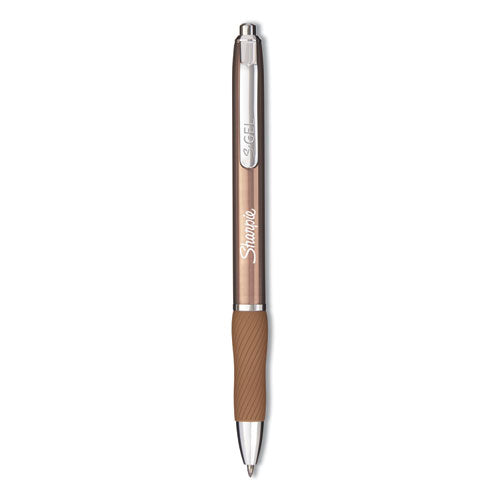 Image of Sharpie® S-Gel S-Gel Premium Metal Barrel Gel Pen, Retractable, Medium 0.7 Mm, Black Ink, Champagne Barrel, Dozen