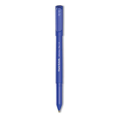Image of Paper Mate® Write Bros. Ballpoint Pen, Stick, Fine 0.8 Mm, Blue Ink, Blue Barrel, Dozen
