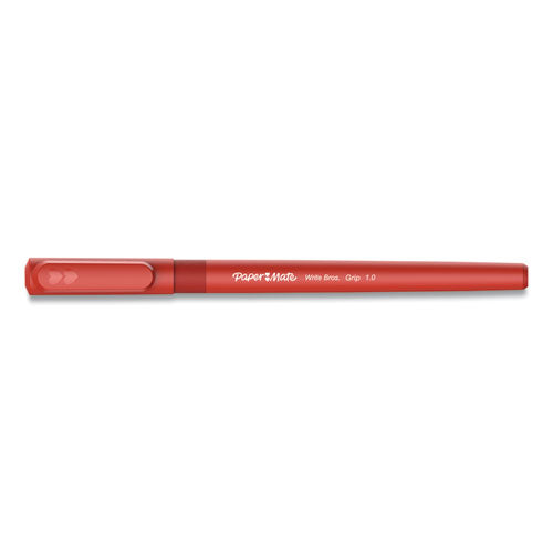 Image of Paper Mate® Write Bros. Grip Ballpoint Pen, Stick, Medium 1 Mm, Red Ink, Red Barrel, Dozen