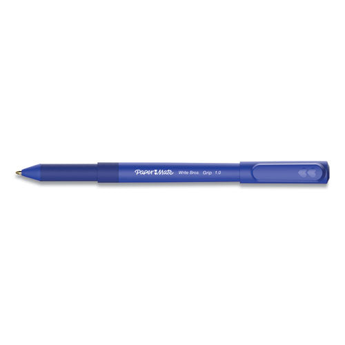 Image of Paper Mate® Write Bros. Grip Ballpoint Pen, Stick, Medium 1 Mm, Blue Ink, Blue Barrel, Dozen