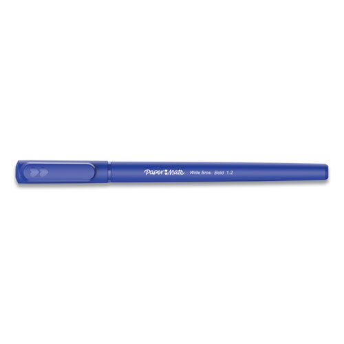 Image of Paper Mate® Write Bros. Ballpoint Pen, Stick, Bold 1.2 Mm, Blue Ink, Blue Barrel, Dozen