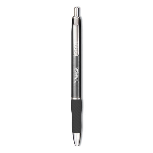 Image of Sharpie® S-Gel S-Gel Premium Metal Barrel Gel Pen, Retractable, Medium 0.7 Mm, Black Ink, Gun Metal Gray Barrel, Dozen