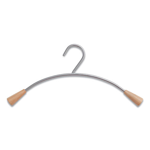 Image of Alba Metal and Wood Coat Hangers, 16.8", Metallic Gray/Mahogany, 6/Set