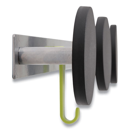 Image of Alba Over the Door Coat Hook, Metal and Plastic, 3 Pegs, Black, 20 lb Capacity