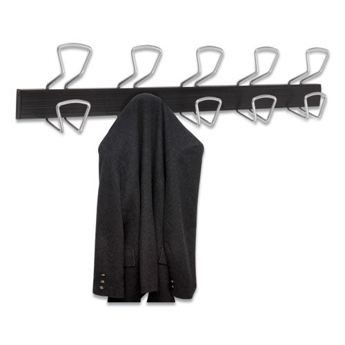 Image of Alba Wall-Mount Coat Hooks, 29.92 x 2.95 x 6.45, Metal, Silver, 22 lb Capacity