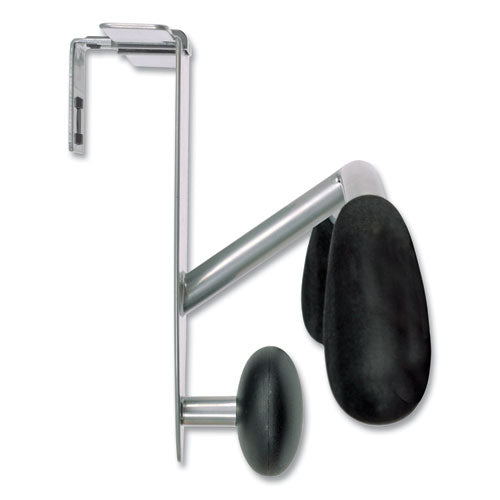 Image of Alba Hanger Shaped Partition Coat Hook, Metal/Foam/ABS, Silver/Black