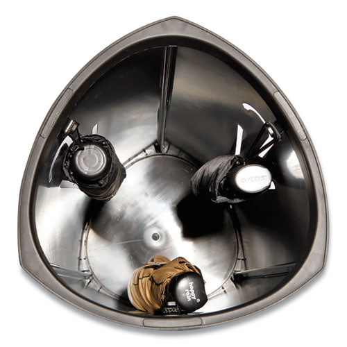 Image of Alba Triangular Umbrella Stand, Steel, 10.25w x 10.25d x 23.67h, Silver/Black