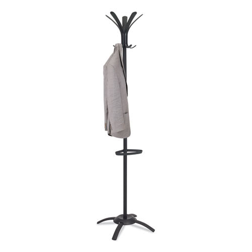 Image of Alba Cleo Coat Stand, Stand Alone Rack, Ten Knobs, Steel/plastic, 19.75w X 19.75d X 68.9h, Black