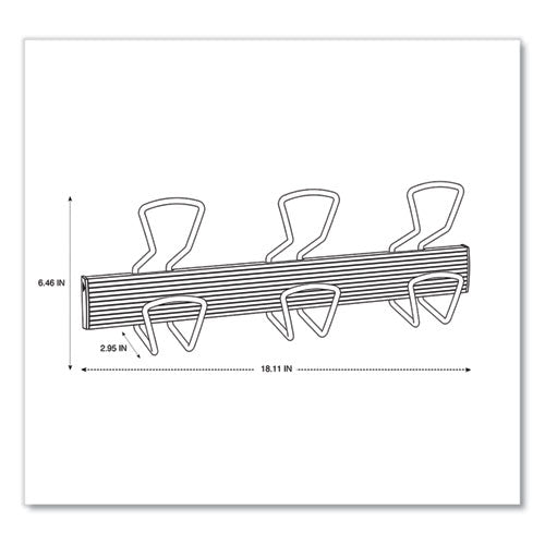 Image of Alba Wall-Mount Coat Hooks, 18.11 x 2.95 x 6.45, Metal, Silver, 22 lb Capacity