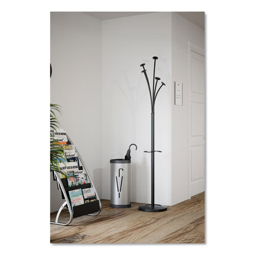 Image of Alba Triangular Umbrella Stand, Steel, 10.25w x 10.25d x 23.67h, Silver/Black