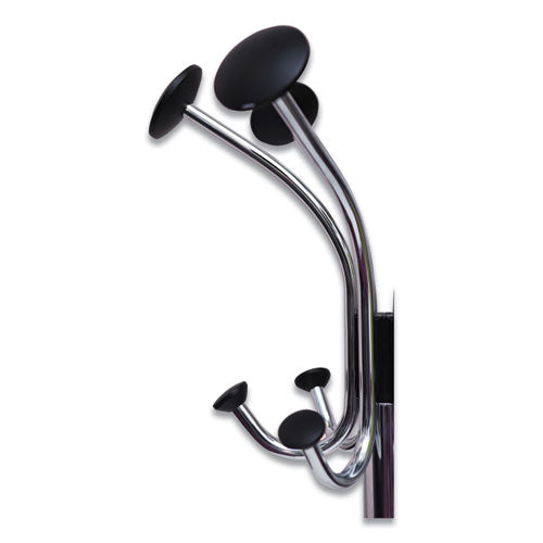 Image of Alba Chromy Coat Stand, 12 Knobs, 16w X 16d X 70.5h, Chrome/black