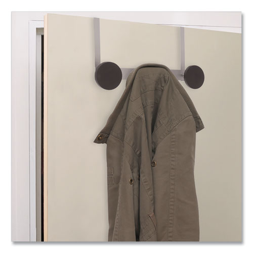 Image of Alba Over the Door Coat Hook, Metal and Plastic, 3 Pegs, Black, 20 lb Capacity