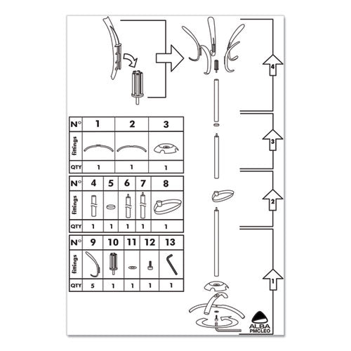 Image of Alba Cleo Coat Stand, Stand Alone Rack, Ten Knobs, Steel/plastic, 19.75w X 19.75d X 68.9h, Black