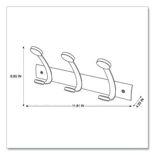 Image of Alba Wooden Coat Hook, Three Wood Peg Wall Rack, Brown/Silver, 45 lb Capacity
