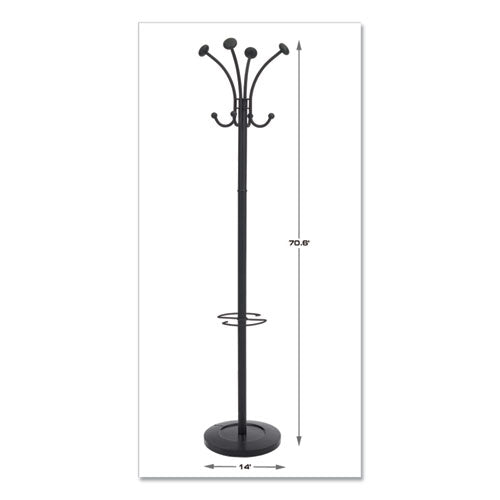 Image of Alba Viena Coat Stand, Eight Knobs, Steel, 16w X 16d X 70.5h, Black