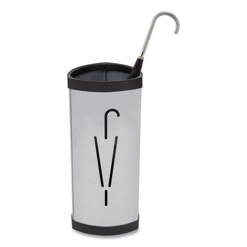 Image of Alba Triangular Umbrella Stand, Steel, 10.25w x 10.25d x 23.67h, Silver/Black