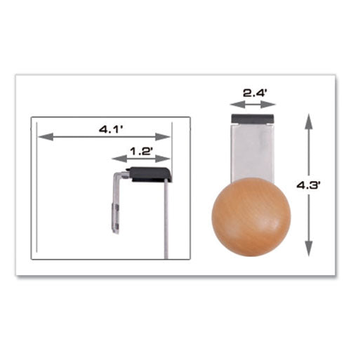 Image of Alba Cubicle Garment Peg, 1-Hook, 1.2 x 1.38 x 4.3, Wood, Metallic Gray, 1 lb Capacity