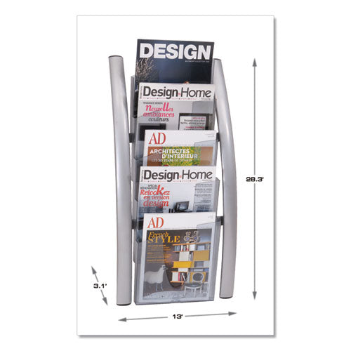Image of Alba Wall Literature Display, 13w x 3.5d x 28.5h, Silver Gray/Translucent