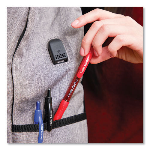 Image of Paper Mate® Profile Ballpoint Pen, Retractable, Medium 1 Mm, Black Ink, Translucent Black Barrel, Dozen