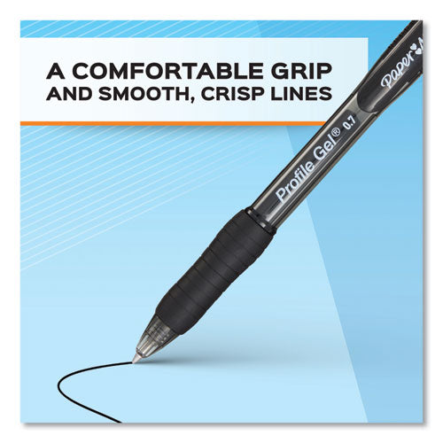 Image of Paper Mate® Profile Gel Pen, Retractable, Medium 0.7 Mm, Black Ink, Translucent Black Barrel, 36/pack