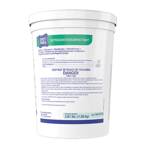 Image of Easy Paks® Detergent/disinfectant, Lemon Scent, 0.5 Oz Packet, 90/tub, 2 Tubs/carton