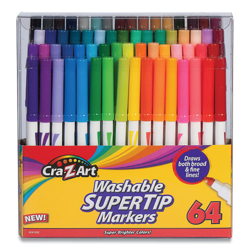 Image of Cra-Z-Art® Washable Supertip Markers, Fine/broad Bullet Tips, Assorted Colors, 64/set