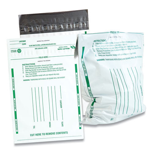 Image of Quality Park Poly Night Deposit Bags With Tear-Off Receipt, 8.5 X 10.5, White, 100/pack