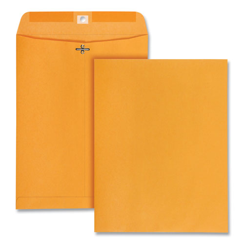 Image of Quality Park Clasp Envelope, 32 lb Bond Weight Kraft, #97, Square Flap, Clasp/Gummed Closure, 10 x 13, Brown Kraft, 100/Box