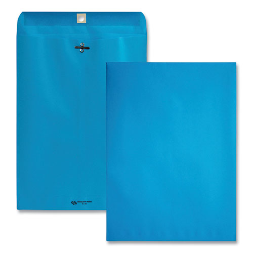 Image of Quality Park Clasp Envelope, 28 lb Bond Weight Kraft, #90, Square Flap, Clasp/Gummed Closure, 9 x 12, Blue, 10/Pack