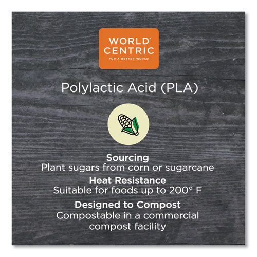 Image of World Centric® PLA Lids for Fiber Cups, 3.1" Diameter x 0.4" h, Clear, Plastic, 1,000/Carton