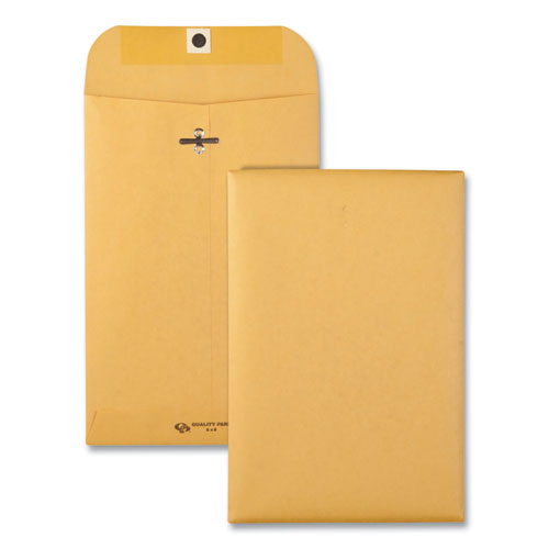 Image of Quality Park Clasp Envelope, 32 lb Bond Weight Kraft, #1, Square Flap, Clasp/Gummed Closure, 6 x 9, Brown Kraft, 100/Box