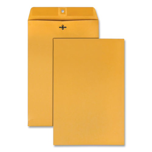 Image of Quality Park Clasp Envelope, 28 lb Bond Weight Kraft, #98, Square Flap, Clasp/Gummed Closure, 10 x 15, Brown Kraft, 100/Box