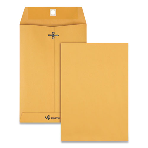 Image of Quality Park Clasp Envelope, 32 lb Bond Weight Kraft, #1 3/4, Square Flap, Clasp/Gummed Closure, 6.5 x 9.5, Brown Kraft, 100/Box