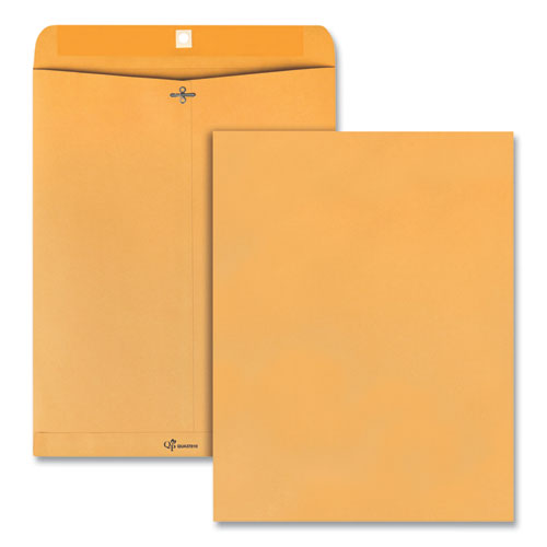 Image of Quality Park Clasp Envelope, 32 lb Bond Weight Kraft, #15 1/2, Square Flap, Clasp/Gummed Closure, 12 x 15.5, Brown Kraft, 100/Box