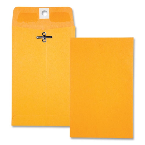Image of Quality Park Clasp Envelope, 28 lb Bond Weight Kraft, #15, Square Flap, Clasp/Gummed Closure, 4 x 6.38, Brown Kraft, 100/Box