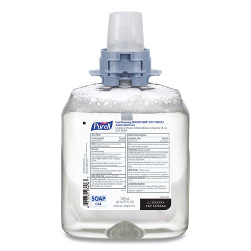 Image of PURELL® Food Processing HEALTHY SOAP 0.5% PCMX Antimicrobial E2 Foam Handwash, For CS4 Dispensers, Fragrance-Free, 1,250 mL, 4/Carton