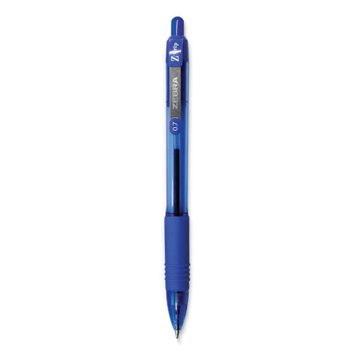 Image of Zebra® Z-Grip Ballpoint Pen, Retractable, Medium 0.7 mm, Blue Ink, Translucent Blue/Blue Barrel, 12/Pack