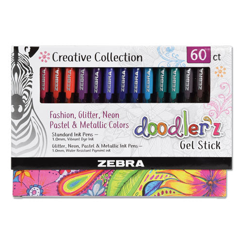 Image of Zebra® Doodler'z Gel Pen, Stick, Bold 1 Mm, Assorted Ink And Barrel Colors, 60/pack