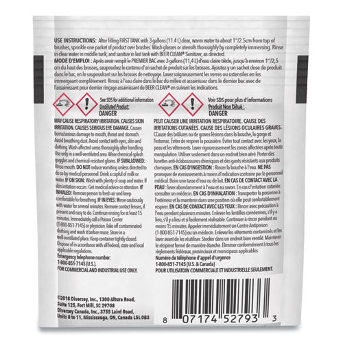 Image of Diversey Beer Clean Glass Cleaner, Powder, 0.5 Oz Packet, 100/carton