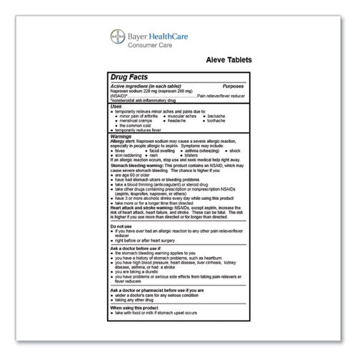 Image of Aleve® Naproxin Tablets, 220mg, Refill Pack, One Tablet/packet, 30 Packets/box