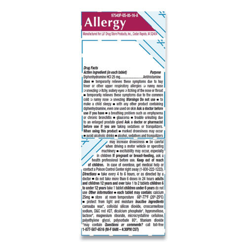 Image of Lil' Drugstore® Allergy Relief Tablets, Refill Pack, Two Tablets/packet, 50 Packets/box