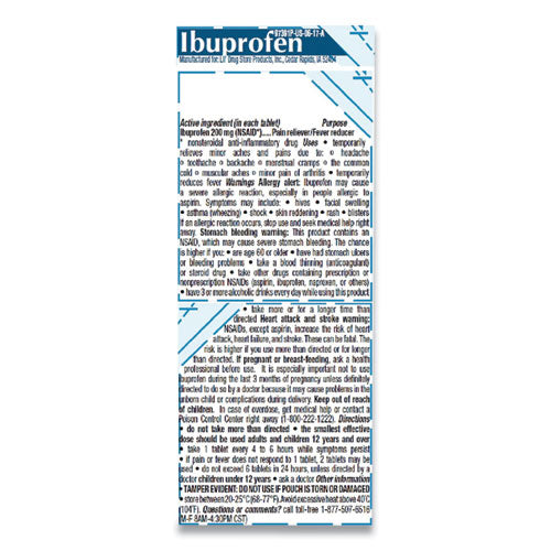 Image of Lil' Drugstore® Ibuprofen, 200 Mg, Refill Pack, Two Tablets/packet, 50 Packets/box