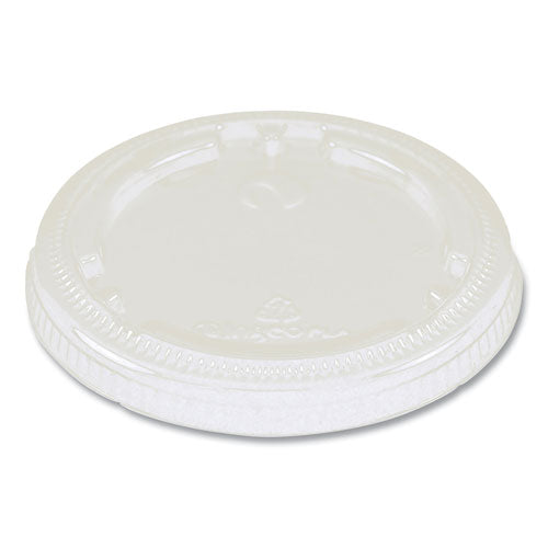 Image of World Centric® PLA Lids for Fiber Cups, 3.1" Diameter x 0.4" h, Clear, Plastic, 1,000/Carton